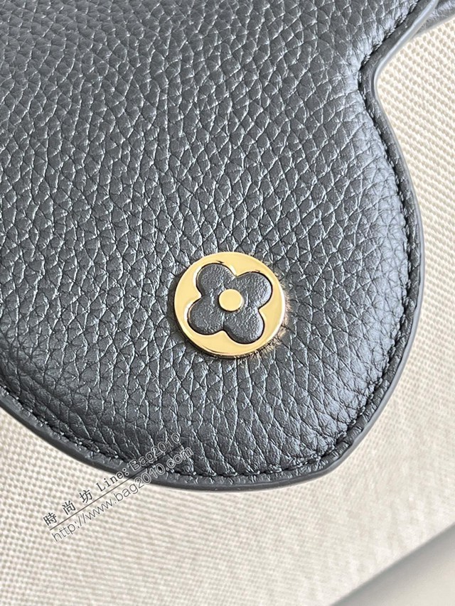 LV專櫃2023新款Capucines MM手袋 M48865黑拼帆布刺繡 路易威登Capucines搭蓋手提肩背女包 dn1127